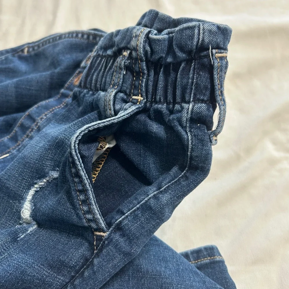 Abercrombie Kids High Rise‎ Mini Mom Jean Distressed Blue Denim Size 13/14